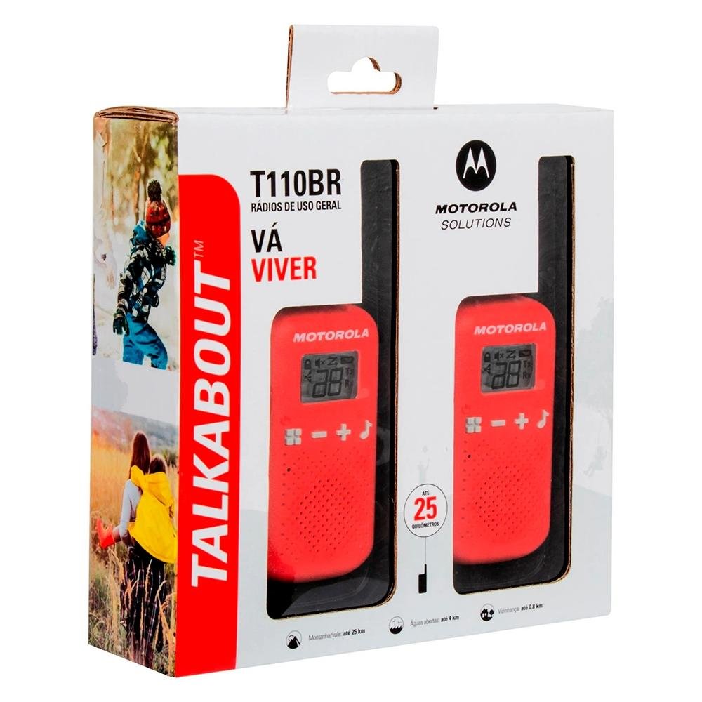 Imagem 10 de 10 do produto Rádio Comunicador Motorola Talkabout  T110BR, 26 Canais, 25KM, Vermelho - 71669