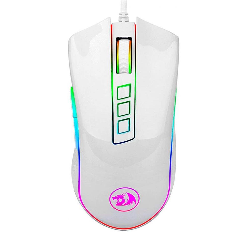 Mouse Gamer Redragon Cobra, Chroma RGB, 10000DPI, 7 Botões, Lunar White - M711W Mouse Gamer Redragon Cobra, Chroma RGB, 10000DPI, 7 Botões, Lunar White - M711W