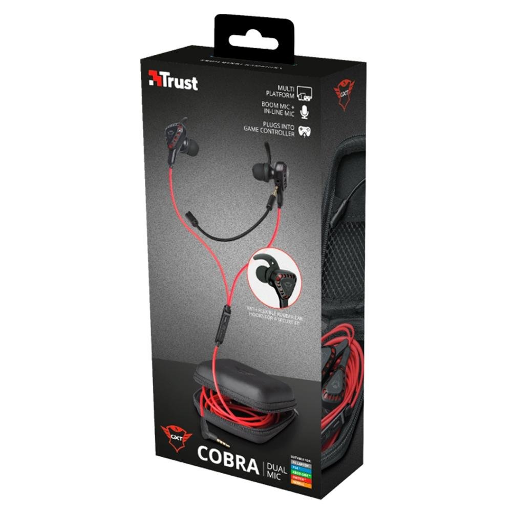 Fone de Ouvido Gamer Intra Auricular GXTrust GXT 408 Cobra Multiplataform Gaming Earphones, com Microfone - 23029 - view 6