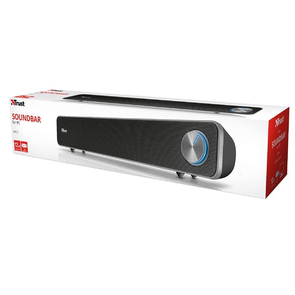 Soundbar Trust Arys, Iluminação LED, Design Compacto, 12W, 3.5mm, USB, Preto - 22946 - view 5