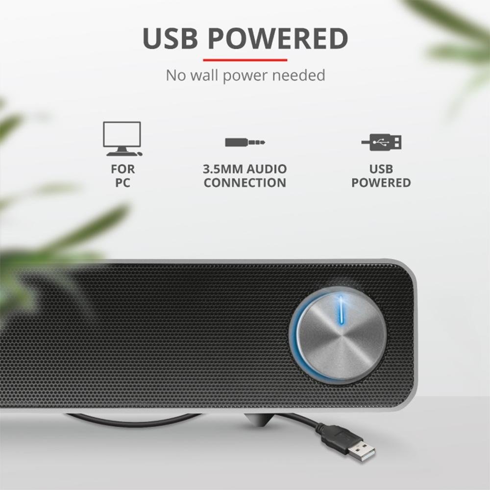 Soundbar Trust Arys, Iluminação LED, Design Compacto, 12W, 3.5mm, USB, Preto - 22946 - view 8