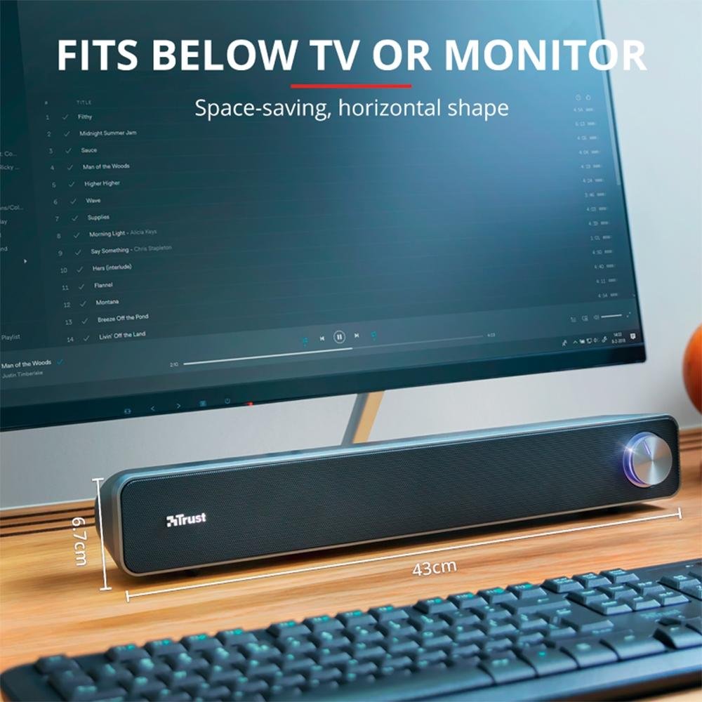Soundbar Trust Arys, Iluminação LED, Design Compacto, 12W, 3.5mm, USB, Preto - 22946 - view 11