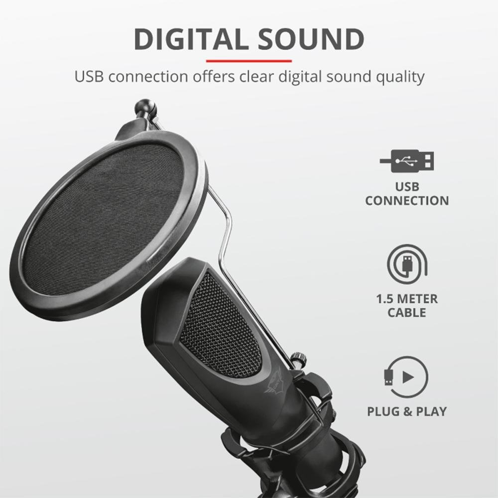 Microfone Gamer GXTrust SGXT 232 Mantis Streaming Podcast, USB - 22656 - view 7