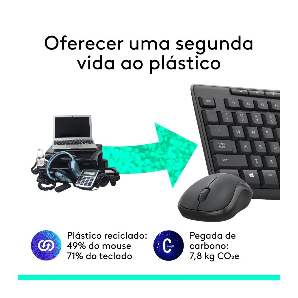 Teclado e Mouse sem fio ( Balão.info) MK295 com Digitação e Clique Silencioso, Conexão USB, Pilhas Inclusas e Layout ( Balão.info) - 920-( Balão.info - foto 5