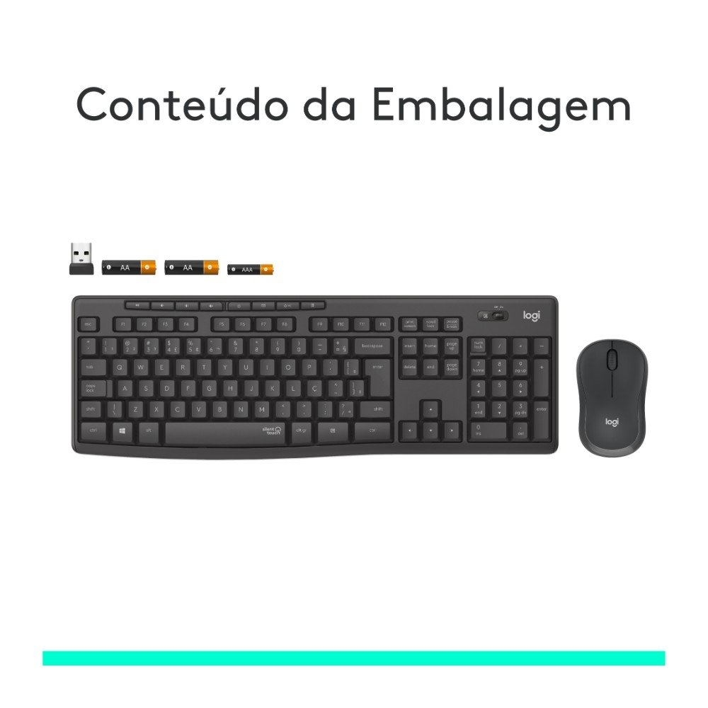 Teclado e Mouse sem fio ( Balão.info) MK295 com Digitação e Clique Silencioso, Conexão USB, Pilhas Inclusas e Layout ( Balão.info) - 920-( Balão.info - foto 9