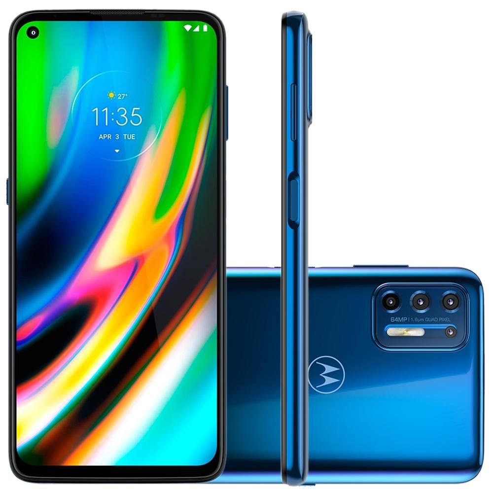 Smartphone Motorola Moto G9 Plus, 128GB, 64MP, Tela 6.8', Azul Indigo + Capa Protetora - XT2087-1