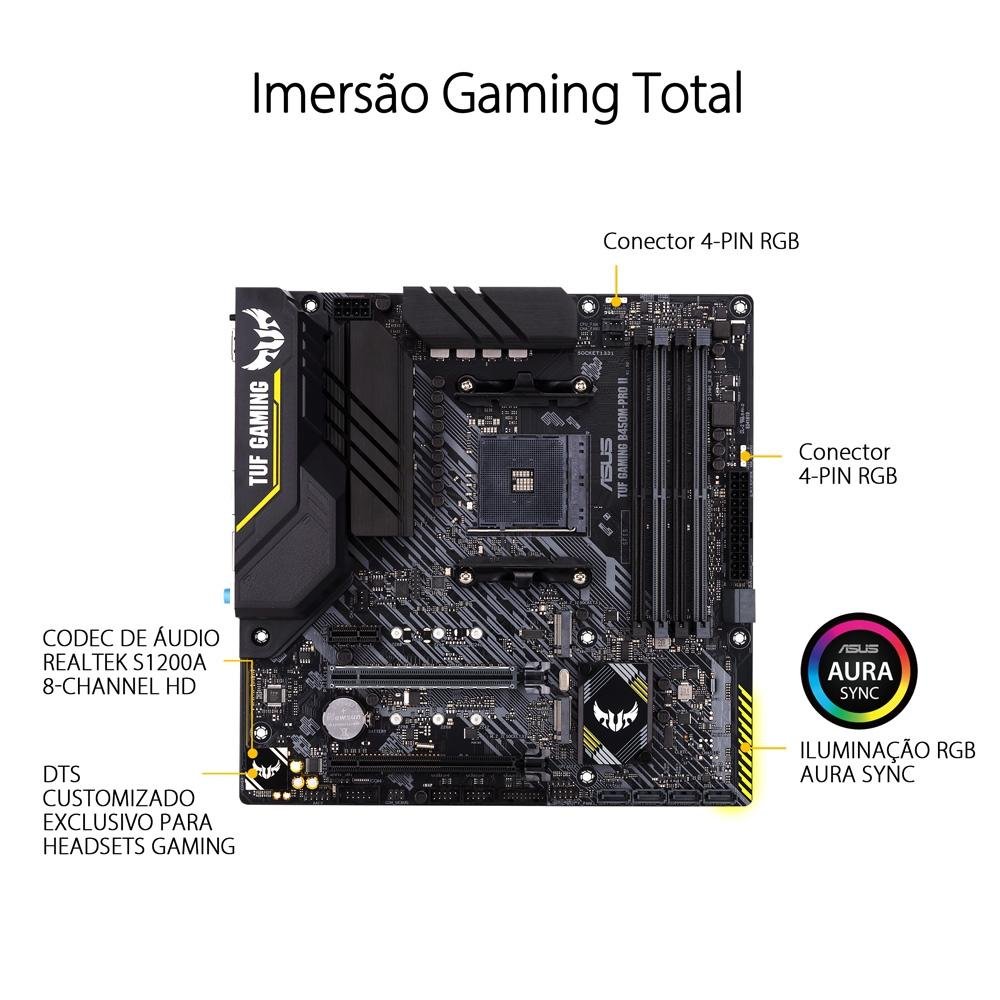 Imagem 6 de 10 do produto Placa-Mãe ASUS TUF Gaming B450M-Pro II, AMD AM4, mATX, DDR4, Preto - 90MB1610-M0EAY0