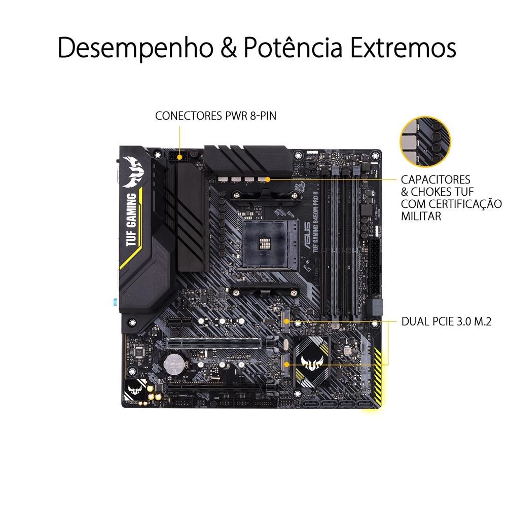 Imagem 7 de 10 do produto Placa-Mãe ASUS TUF Gaming B450M-Pro II, AMD AM4, mATX, DDR4, Preto - 90MB1610-M0EAY0