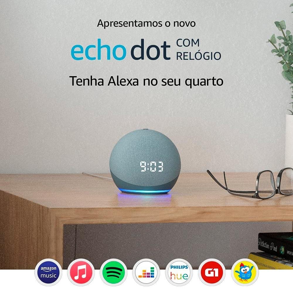 Imagem 9 de 13 do produto Echo Dot (4ª Geração) com Relógio e Alexa, Amazon Smart Speaker Branco - B084J4WP6J
