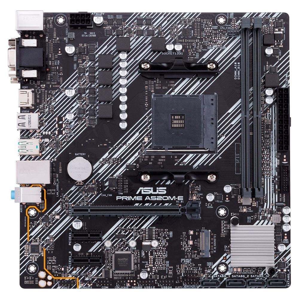 Placa-Mãe ASUS Prime A520M-E, AMD AM4, mATX, DDR4, Preto - 90MB1510-C1BAY0 Placa-Mãe ASUS Prime A520M-E, AMD AM4, mATX, DDR4, Preto - 90MB1510-C1BAY0