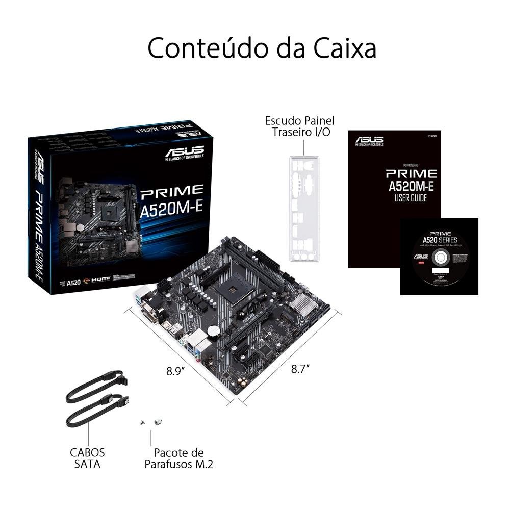 Placa-Mãe ASUS Prime A520M-E, AMD AM4, mATX, DDR4, Preto - 90MB1510-C1BAY0 - view 9