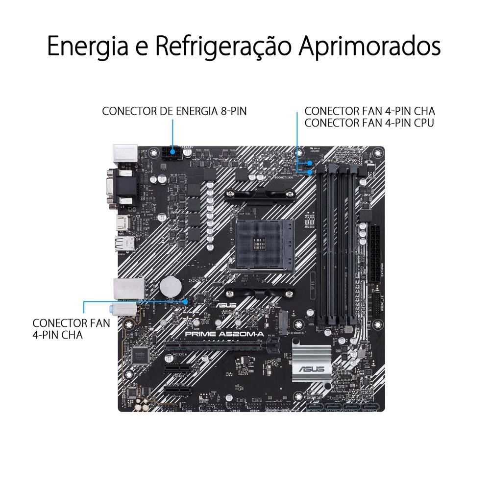 Placa-Mãe ASUS Prime A520M-E, AMD AM4, mATX, DDR4, Preto - 90MB1510-C1BAY0 - view 10