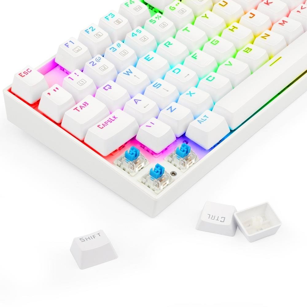 Teclado Mecânico Gamer Redragon Kumara, Anti-Ghosting, RGB, Switch Outemu Blue, ABNT2, Branco - K552W-RGB (PT-BLUE)