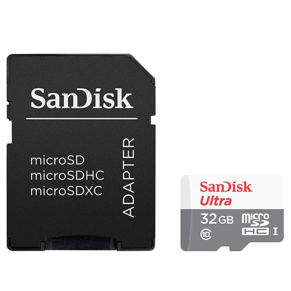 Cartão MicroSD SanDisk Ultra MicroSDHC UHS-I, 32GB, 100MB/s, com adaptador - SDSQUNR-032G-GN3MA Cartão MicroSD SanDisk Ultra MicroSDHC UHS-I, 32GB, 100MB/s, com adaptador - SDSQUNR-032G-GN3MA