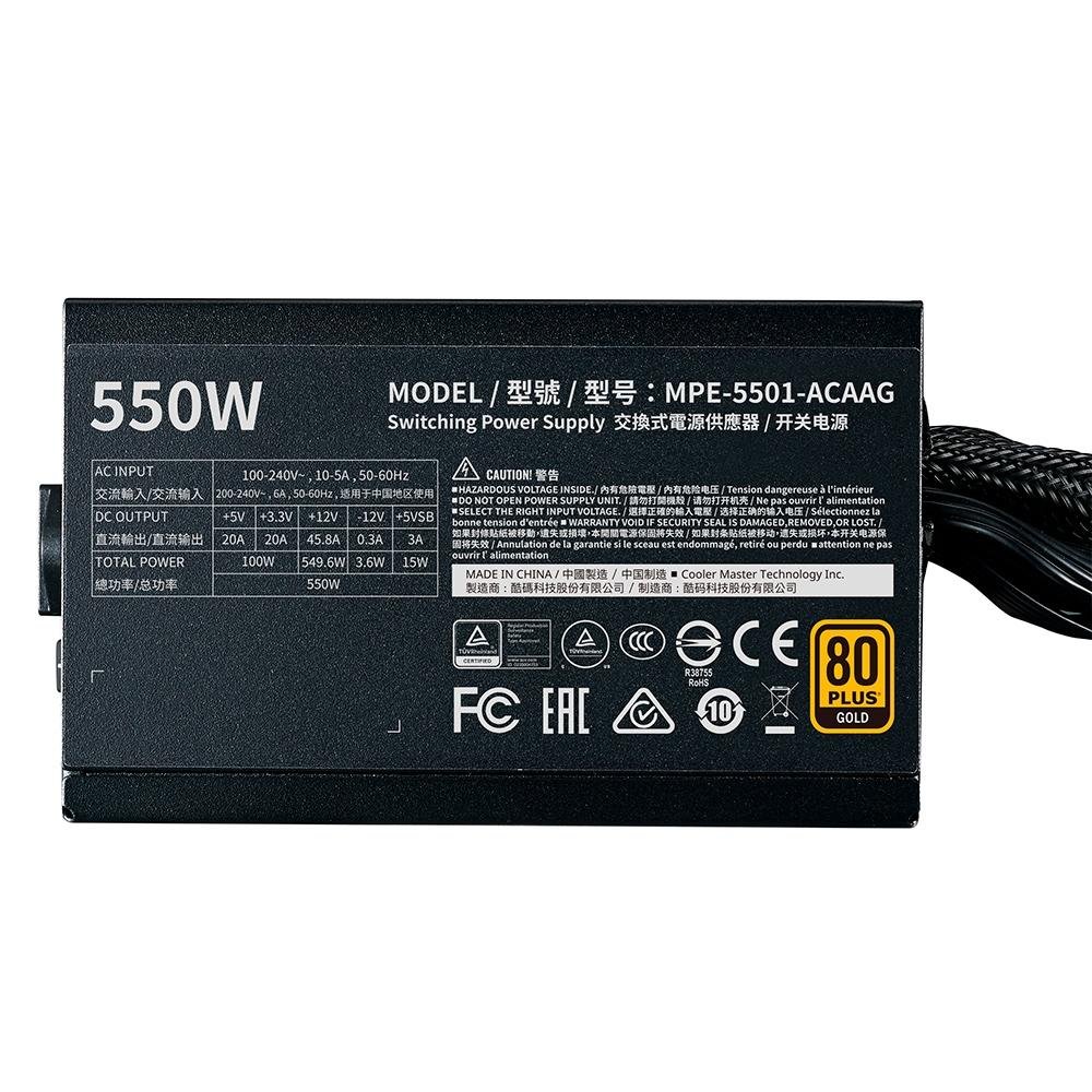Imagem 9 de 12 do produto Fonte Cooler Master MWE V2, 550W, 80 Plus Gold - MPE-5501-ACAAG-WO