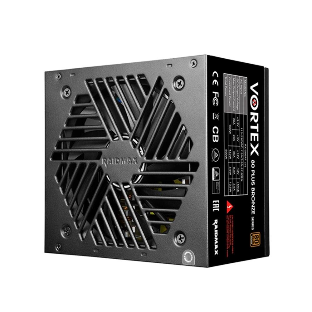 Fonte Raidmax Vortex, 500W, 80 Plus Bronze - RX-500AF-V | KaBuM!