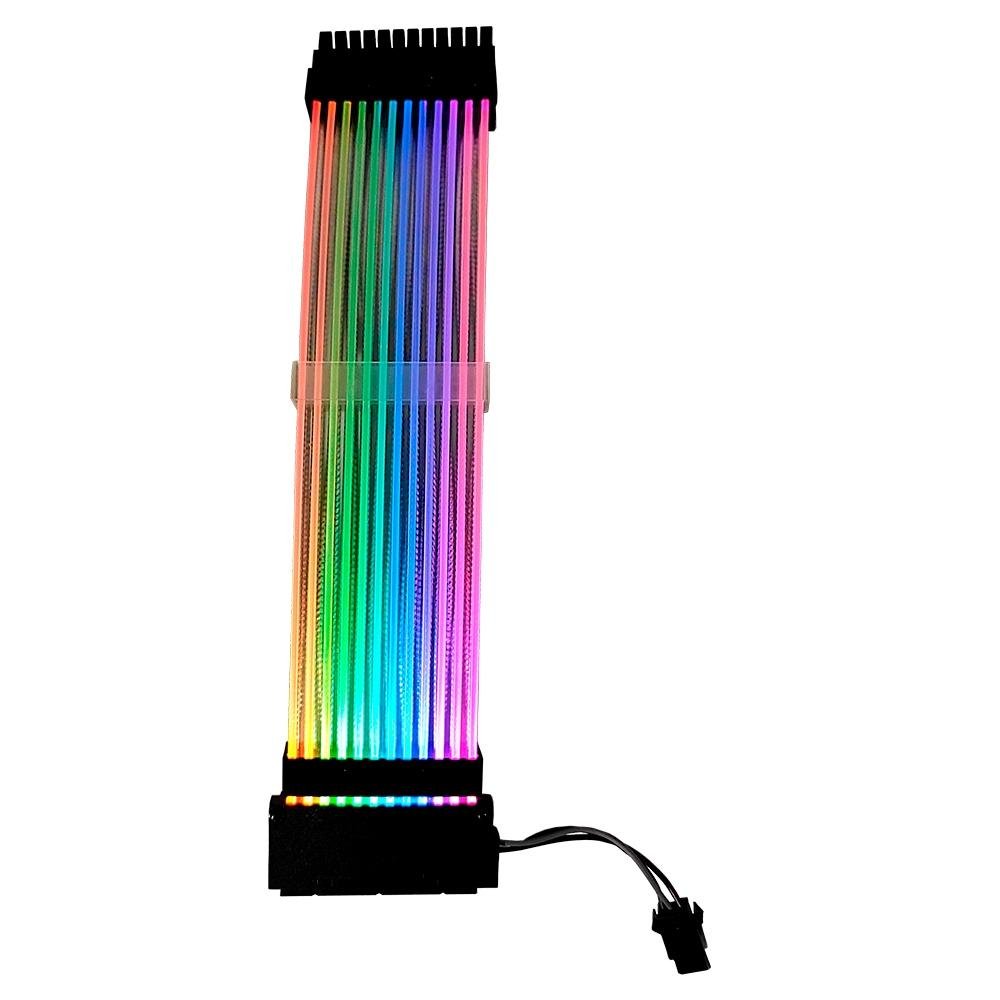 Cabo Extensor de Fonte Sleeved Rise Mode Aura, 24p ATX, ARGB, Preto - RM-SL-RGB