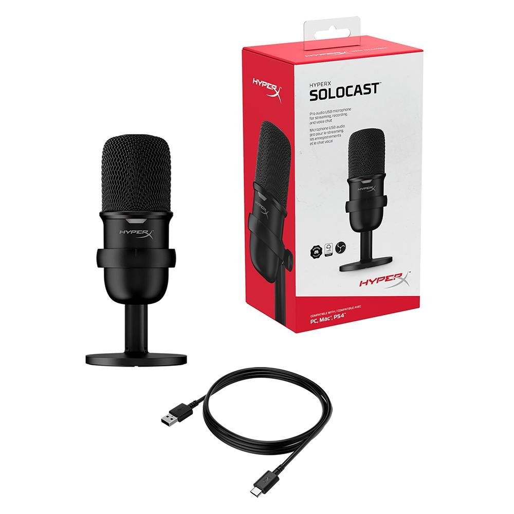 Imagem 8 de 8 do produto Microfone HyperX Solocast Podcast, USB, Pedestal Ajustável, Compatível PS4, PS5, Mac e PC - 4P5P8AA