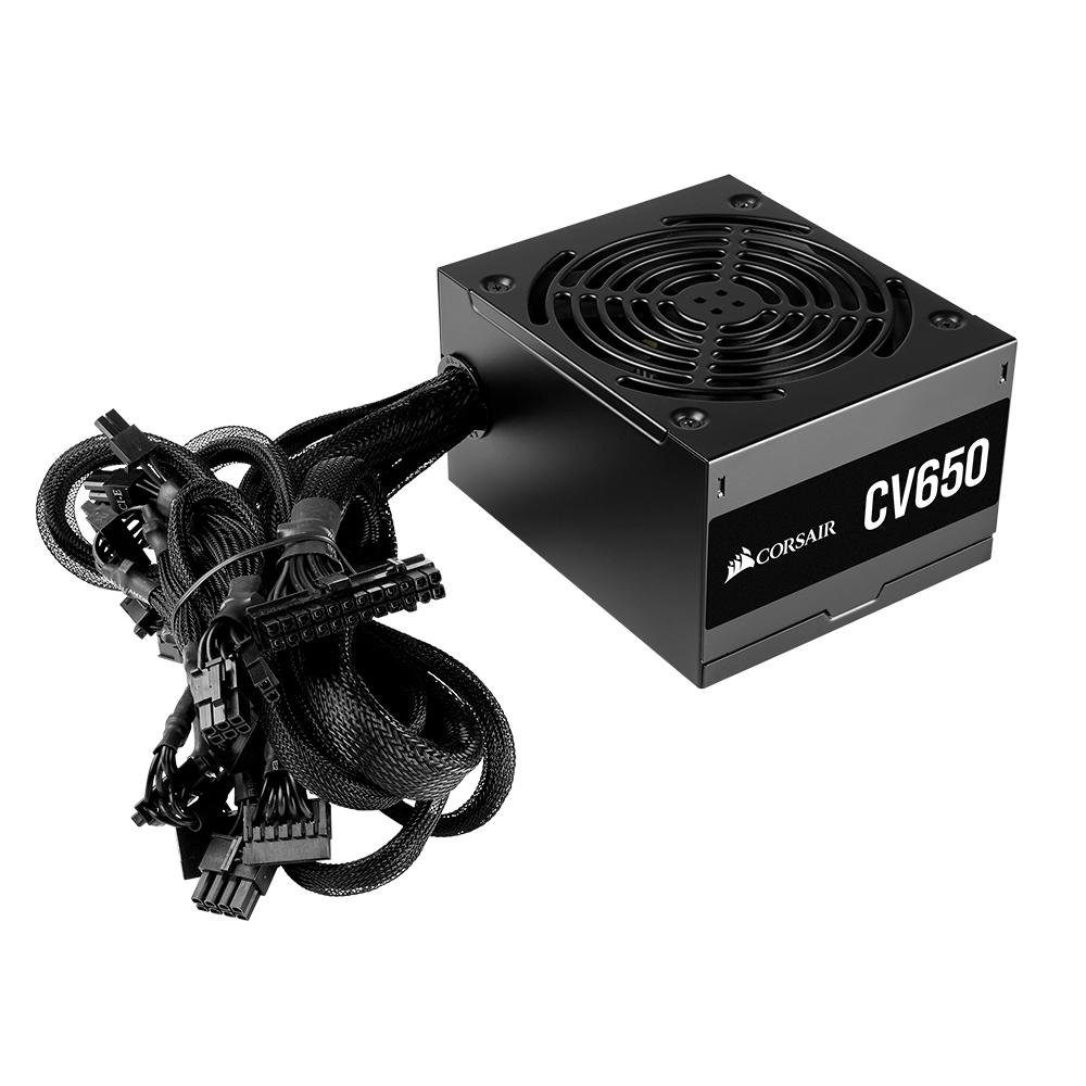 Fonte Corsair CV650, 650W, 80 Plus Bronze, PFC Ativo, Com Cabo, Preto - CP-9020236-BR Fonte Corsair CV650, 650W, 80 Plus Bronze, PFC Ativo, Com Cabo, Preto - CP-9020236-BR