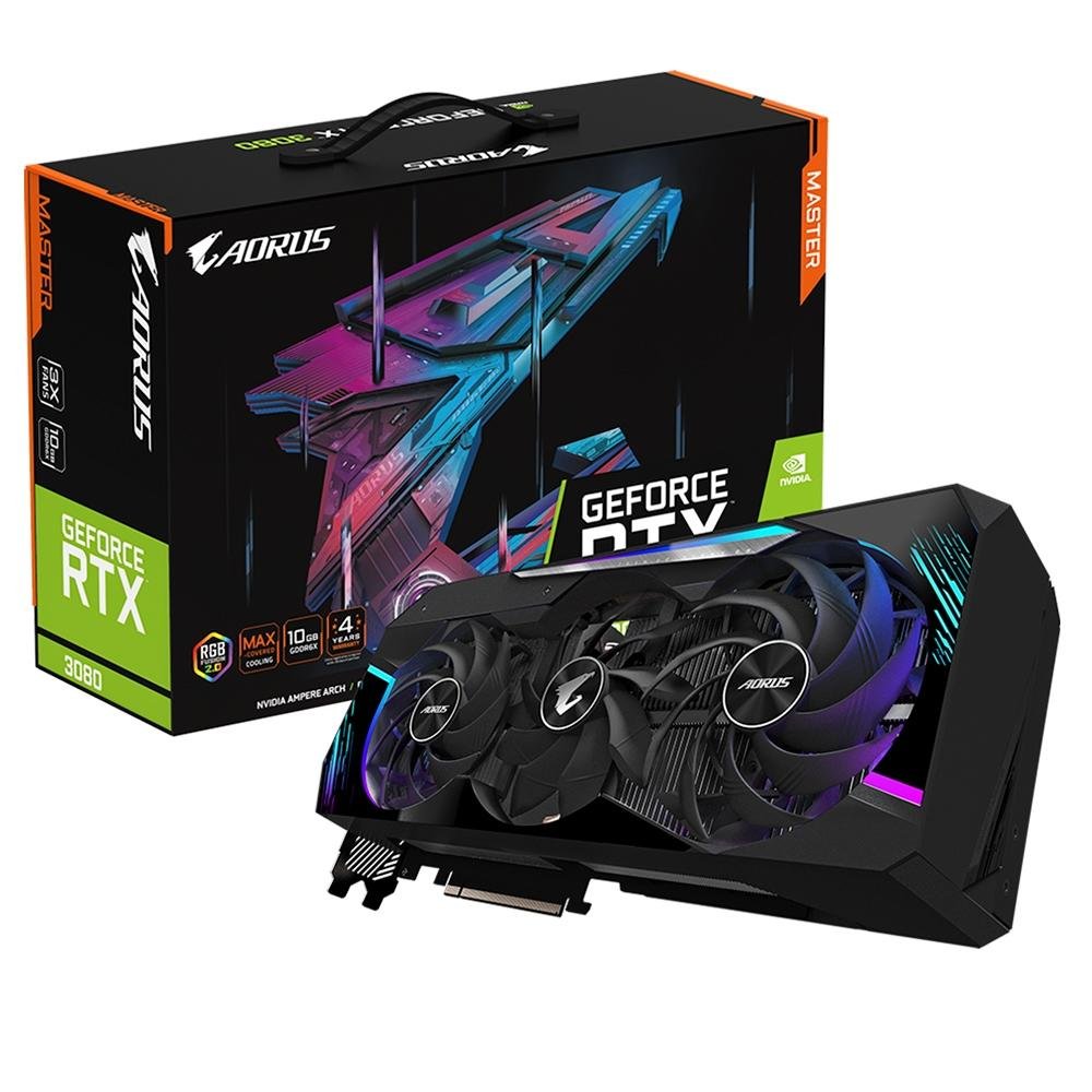 グラフィックボード・グラボ・ビデオカード AORUS GeForce RTX 3080 MASTER Placa de Vídeo Gigabyte NVIDIA AORUS GeForce RTX 3080 Master, 10GB