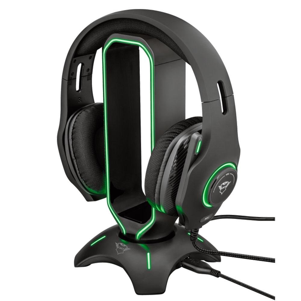 Imagem 4 de 9 do produto Suporte para Headset Gamer GXTrust GXT 265 Cintar, RGB, 2 Portas USB - 23647