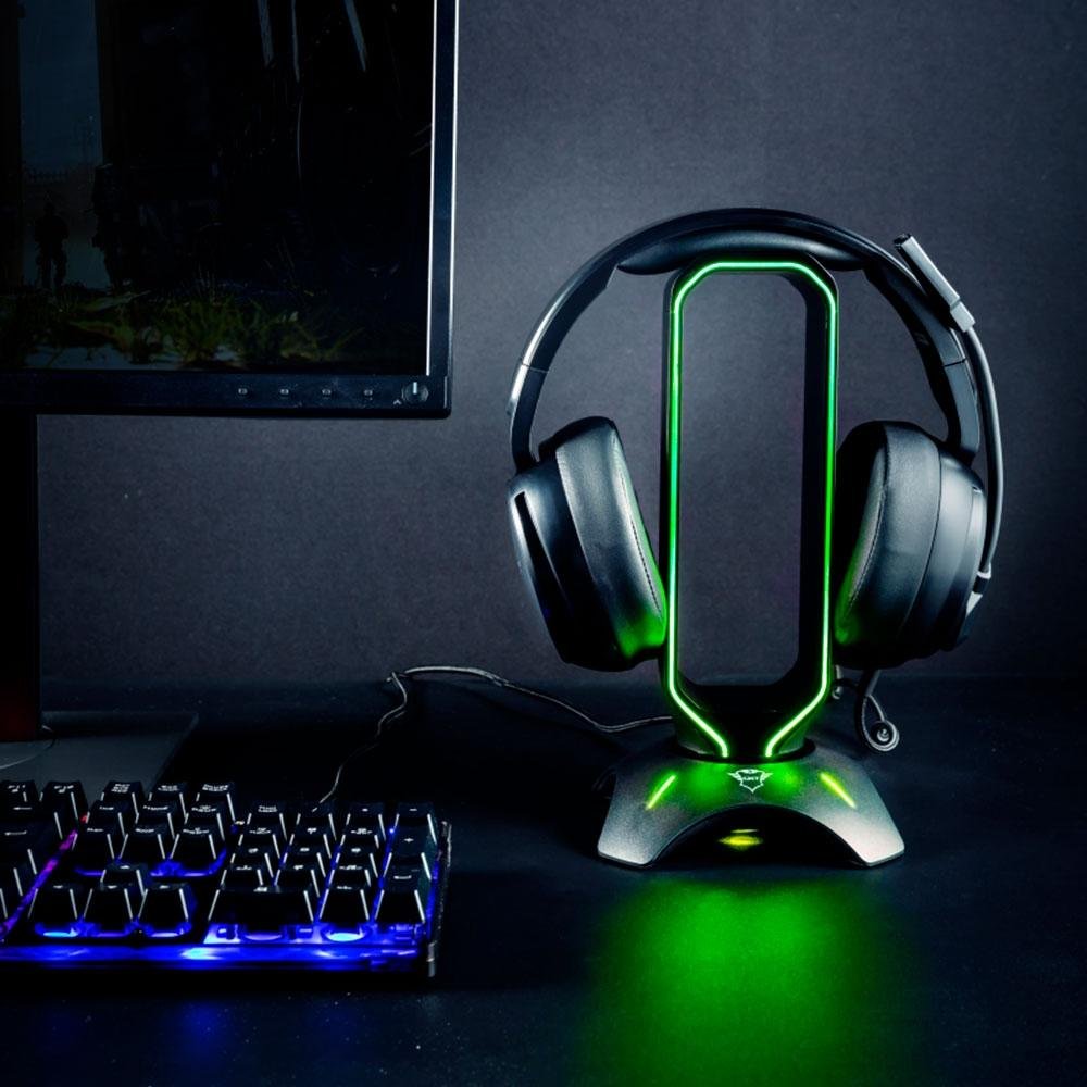 Imagem 9 de 9 do produto Suporte para Headset Gamer GXTrust GXT 265 Cintar, RGB, 2 Portas USB - 23647