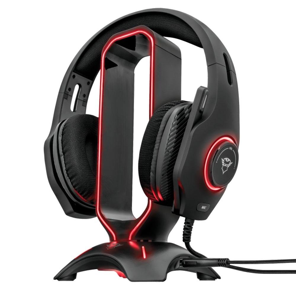 Imagem 5 de 9 do produto Suporte para Headset Gamer GXTrust GXT 265 Cintar, RGB, 2 Portas USB - 23647