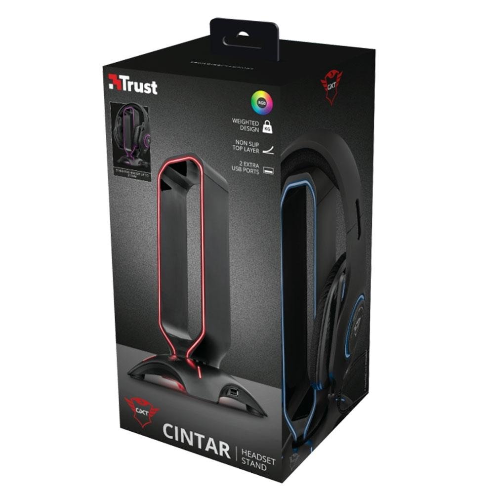 Imagem 7 de 9 do produto Suporte para Headset Gamer GXTrust GXT 265 Cintar, RGB, 2 Portas USB - 23647