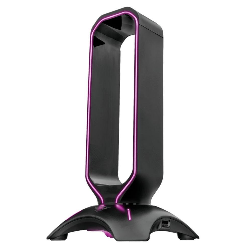 Imagem 3 de 9 do produto Suporte para Headset Gamer GXTrust GXT 265 Cintar, RGB, 2 Portas USB - 23647
