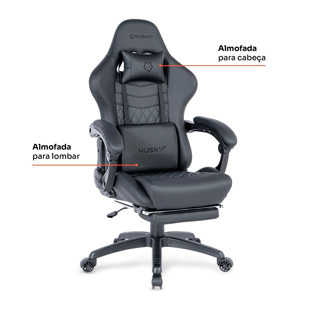 Cadeira Gamer Balão.info Tempest 700, Até 145kg, Almofadas, Reclinável 150º, PU, Descanso para Pés, Preta - HCG700PT - view 2
