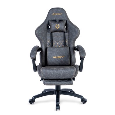 Cadeira Gamer Husky Tempest 700, Até 145kg, Almofadas, Reclinável 150º, PU, Descanso para Pés, Cinza - HCG700CZ