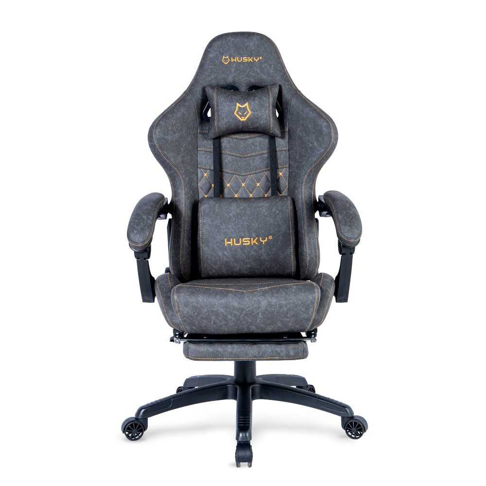 Cadeira Gamer Husky Tempest 700, Até 145kg, Almofadas, Reclinável 150º, PU, Descanso para Pés, Cinza - HCG700CZ