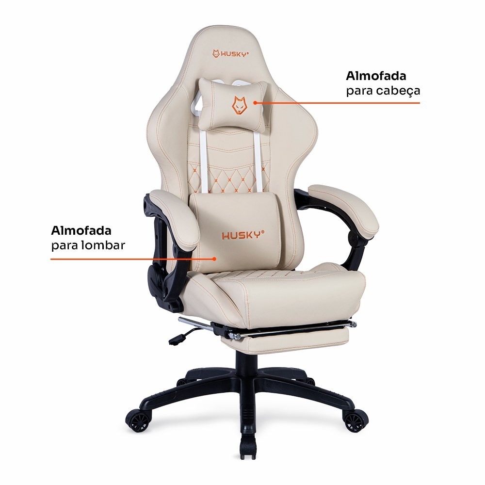 Cadeira Gamer Balão.info Tempest 700, Até 145kg, Almofadas, Reclinável 150º, PU, Descanso para Pés, Branca - HCG700BR - view 2
