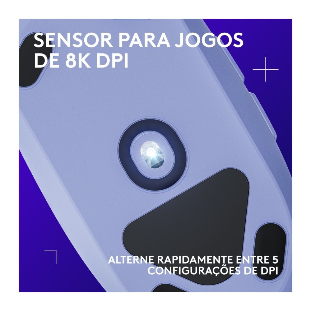 Imagem 2 de 7 do produto Mouse Gamer Logitech G203 LIGHTSYNC RGB, Efeito de Ondas de Cores, 6 Botões Programáveis e Até 8.000 DPI, Lilás - 910-005852