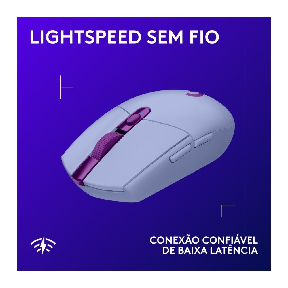 Mouse Gamer Sem Fio Logitech G305 Lightspeed, 6 Botões, 12.000 DPI, Lilás - 910-006021 - view 3