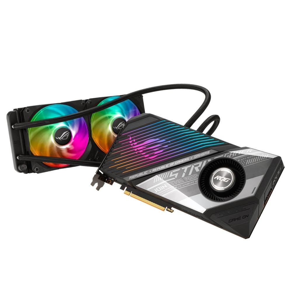 Placa de Vídeo ASUS ROG Strix LC Radeon RX 6900 XT, 16 Gbps, 16GB, GDDR6 - ROG-STRIX-LC-RX6900XT-O16G-GAMING Placa de Vídeo ASUS ROG Strix LC Radeon RX 6900 XT, 16 Gbps, 16GB, GDDR6 - ROG-STRIX-LC-RX6900XT-O16G-GAMING