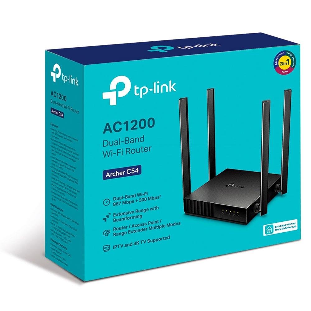 Imagem 4 de 5 do produto Roteador TP-Link ARCHER C54 Wireless, AC1200, Dual Band, 4x Antenas, 1x Porta WAN, 4x Porta LAN - TPN0246