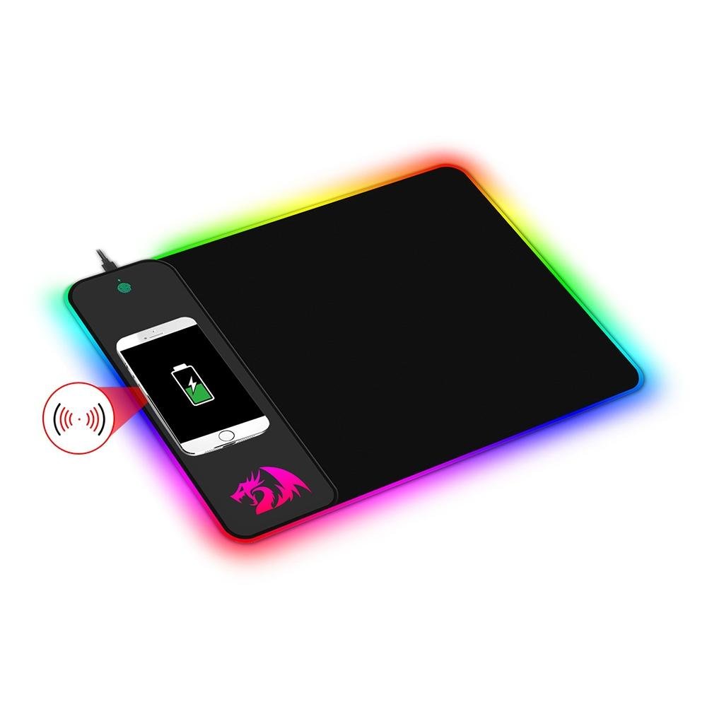 Mousepad Gamer Redragon Crater, Qi Wireless, RGB, Médio (400x300mm) - P028