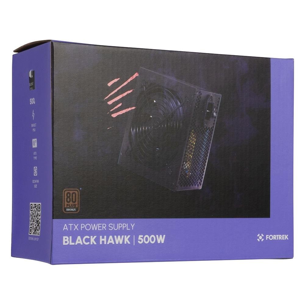 Imagem 13 de 15 do produto Fonte Fortrek Black Hawk, 500W, 80 Plus Bronze, PFC Ativo, Sem Cabo, Preto - 70459