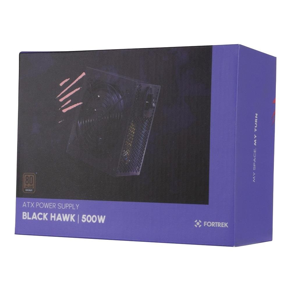 Imagem 14 de 15 do produto Fonte Fortrek Black Hawk, 500W, 80 Plus Bronze, PFC Ativo, Sem Cabo, Preto - 70459