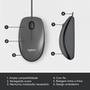 Mouse com fio USB Logitech M100 com Design Ambidestro e Facilidade Plug and Play, Cinza - 910-001601