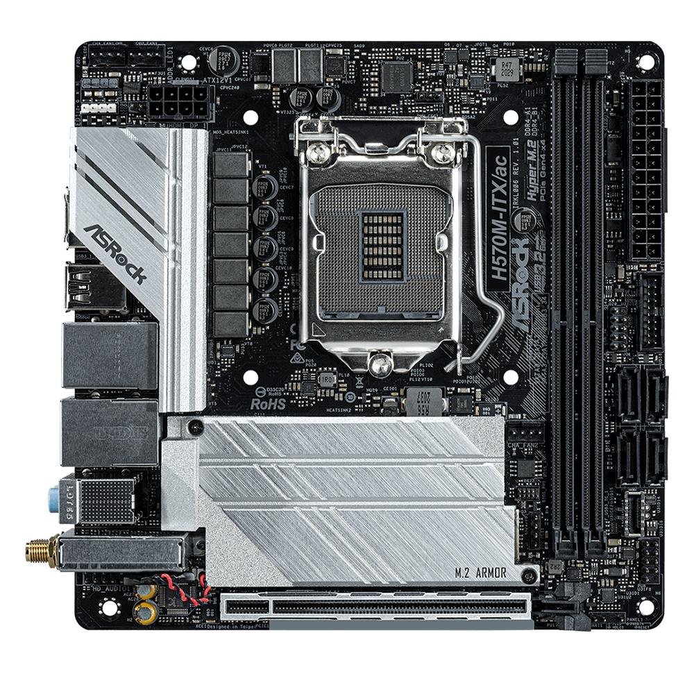 Placa Mãe ASRock H570M-ITX/ac, Intel LGA1200, Mini-ITX, DDR4, WiFi