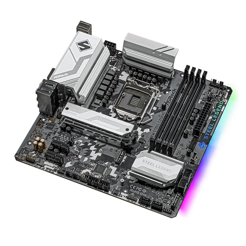 Placa-Mãe ASRock B560M Steel Legend, Intel LGA 1200, Micro ATX, DDR4, Preto -  90-MXBFA0-A0UAYZ