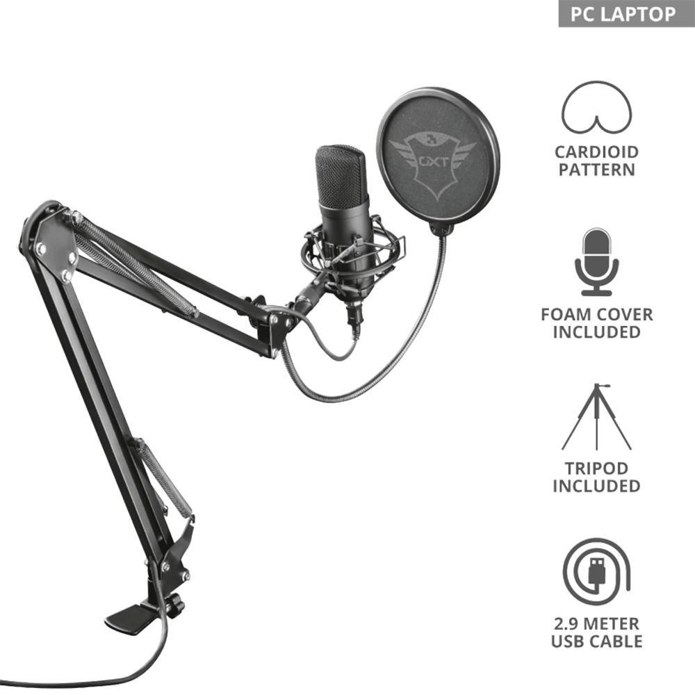 Microfone Streamer GXTrust Gaming GXT 252+ Emita Plus Podcast, USB, Anti-Vibração, Preto - 22400 - view 6
