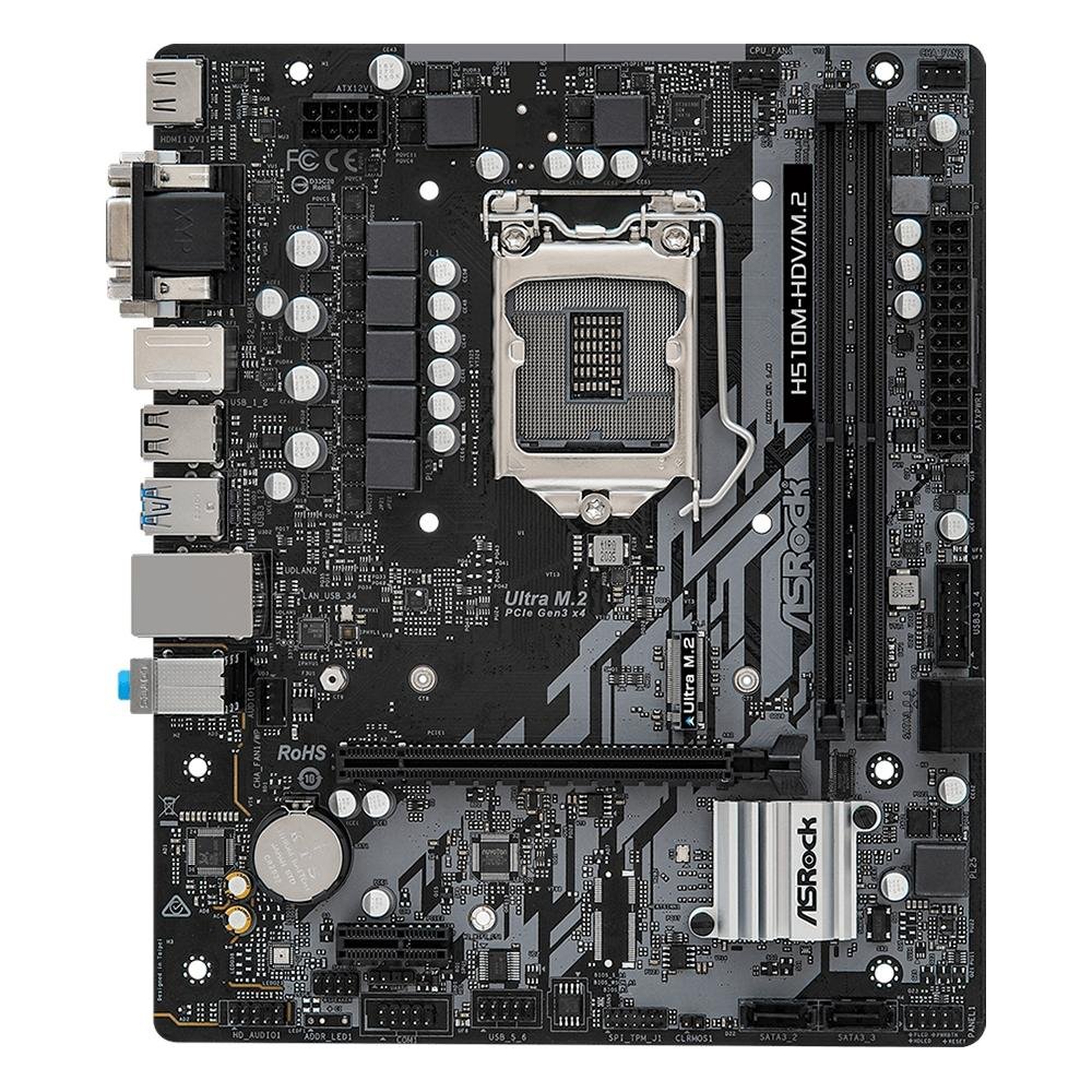 マザーボード Core i5 10500 & ASRock H510M-HDV/M.2 Placa Mãe ASRock H510M-HDV/M.2, Intel LGA1200, mATX, DDR4 | KaBuM!