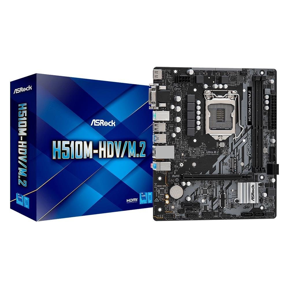 マザーボード ASRock H510M-HDV/M.2 CPU Corei5 MEM 16GB Placa Mãe ASRock H510M-HDV/M.2, Intel LGA1200, mATX, DDR4 | KaBuM!