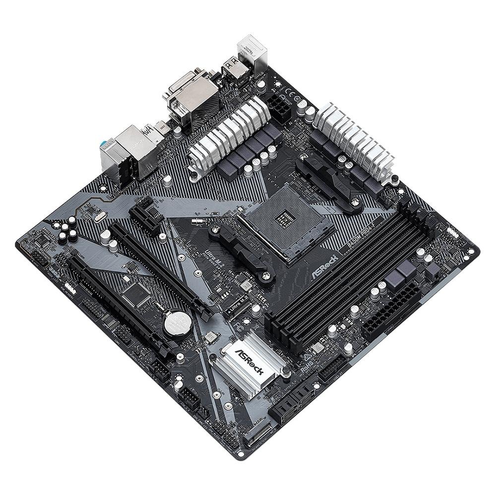Imagem 4 de 4 do produto Placa-Mãe ASRock, AMD AM4, Micro ATX, DDR4, Polychrome Sync RGB, Preto - B450M Pro4-F R2.0