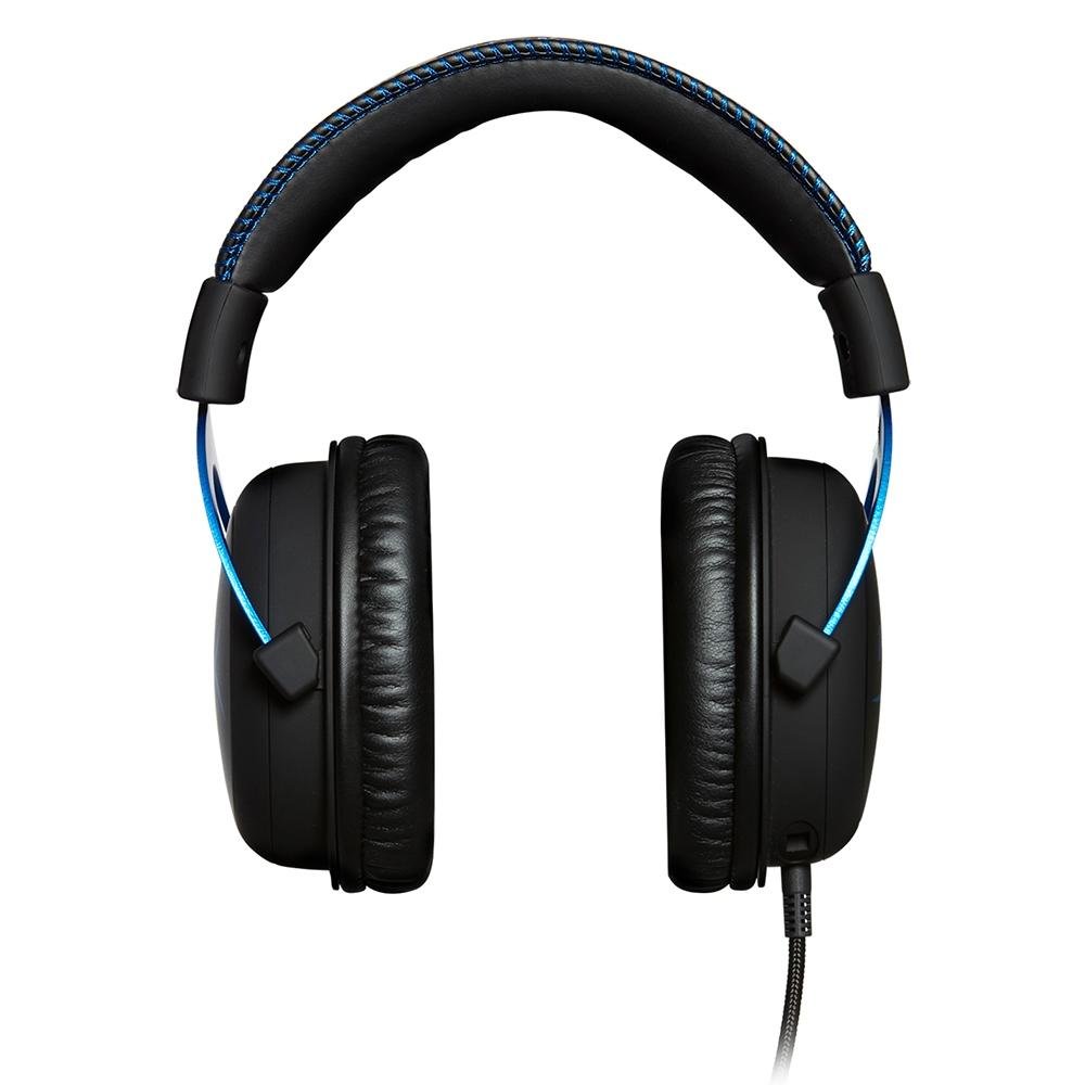 Imagem 4 de 8 do produto Headset Gamer HyperX Cloud Blue PS4, Conexão 3.5mm, Driver 53mm, Cancelamento de Ruído, Preto/Azul - 4P5H9AA#ABL