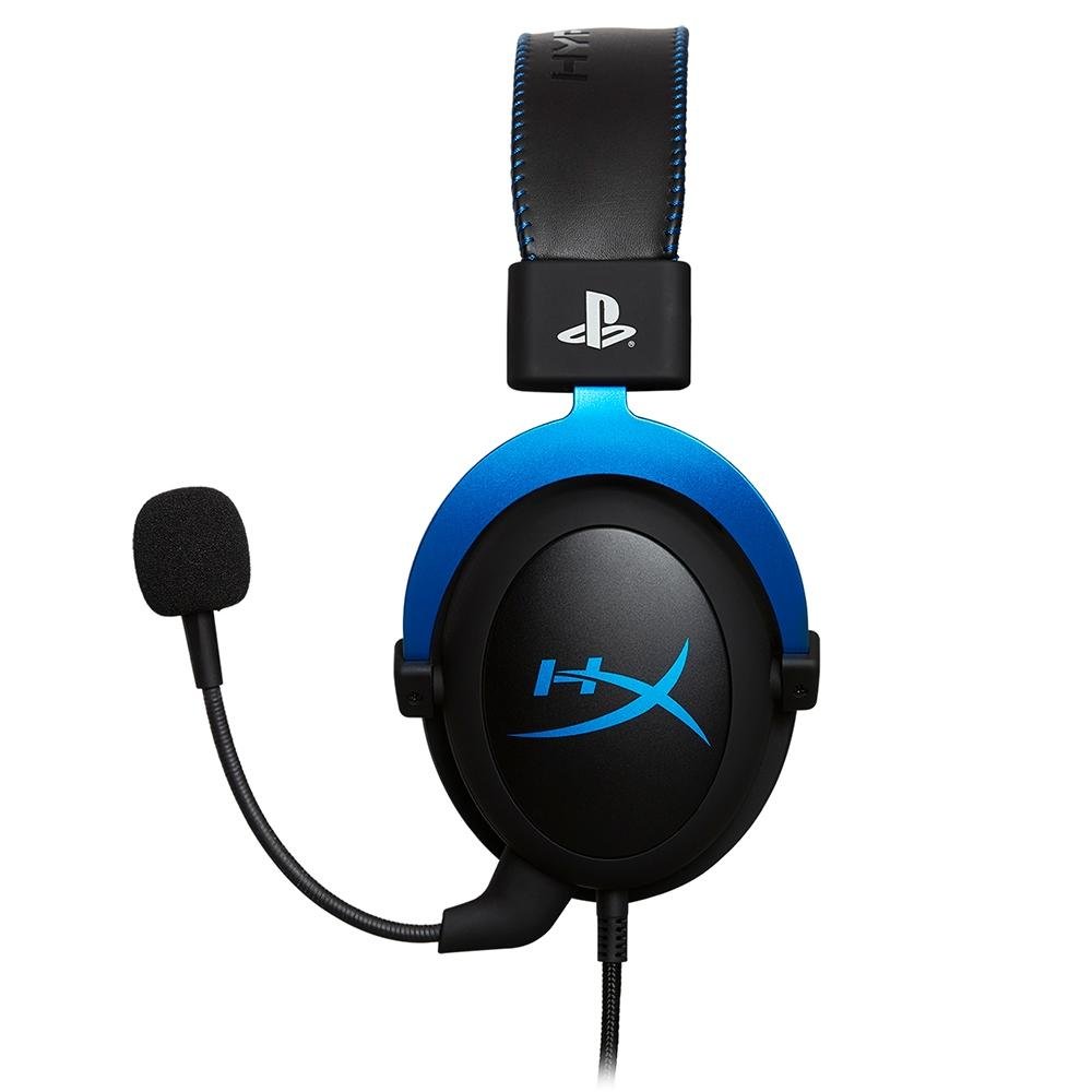 Imagem 2 de 8 do produto Headset Gamer HyperX Cloud Blue PS4, Conexão 3.5mm, Driver 53mm, Cancelamento de Ruído, Preto/Azul - 4P5H9AA#ABL