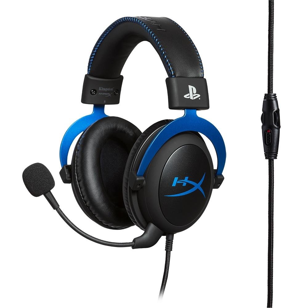 Imagem 5 de 8 do produto Headset Gamer HyperX Cloud Blue PS4, Conexão 3.5mm, Driver 53mm, Cancelamento de Ruído, Preto/Azul - 4P5H9AA#ABL